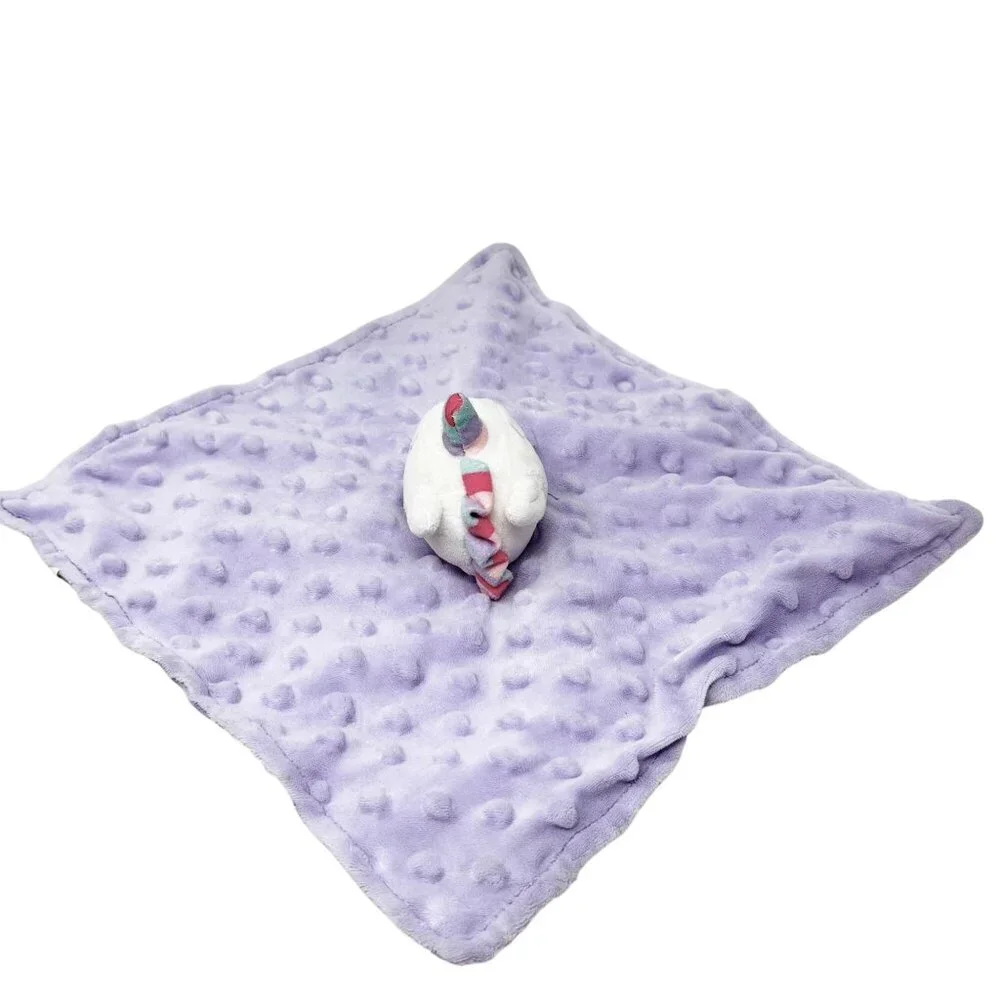 Childrens Place Bundles Baby Place‎ Lovey Unicorn Purple Minky Dot Satin  11.5